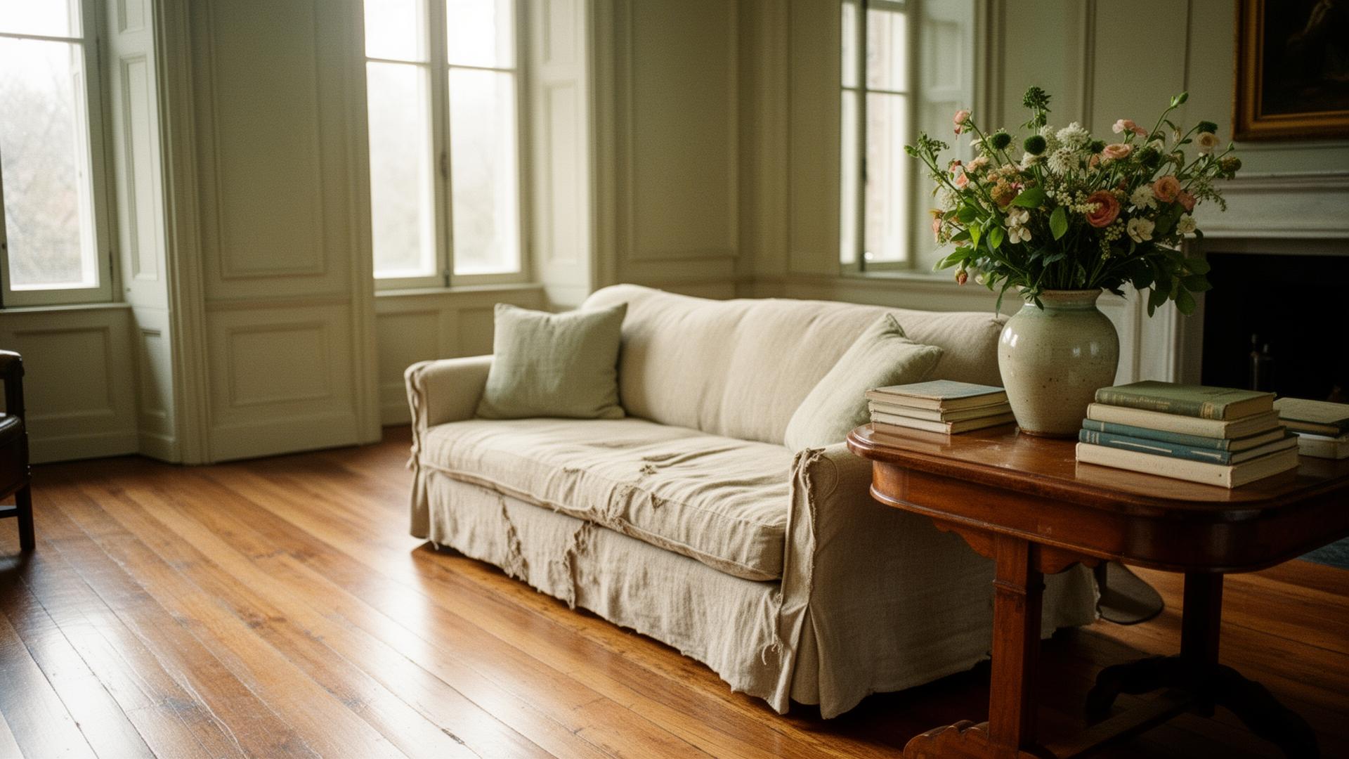 A sunlit traditional sitting room, freshly tended